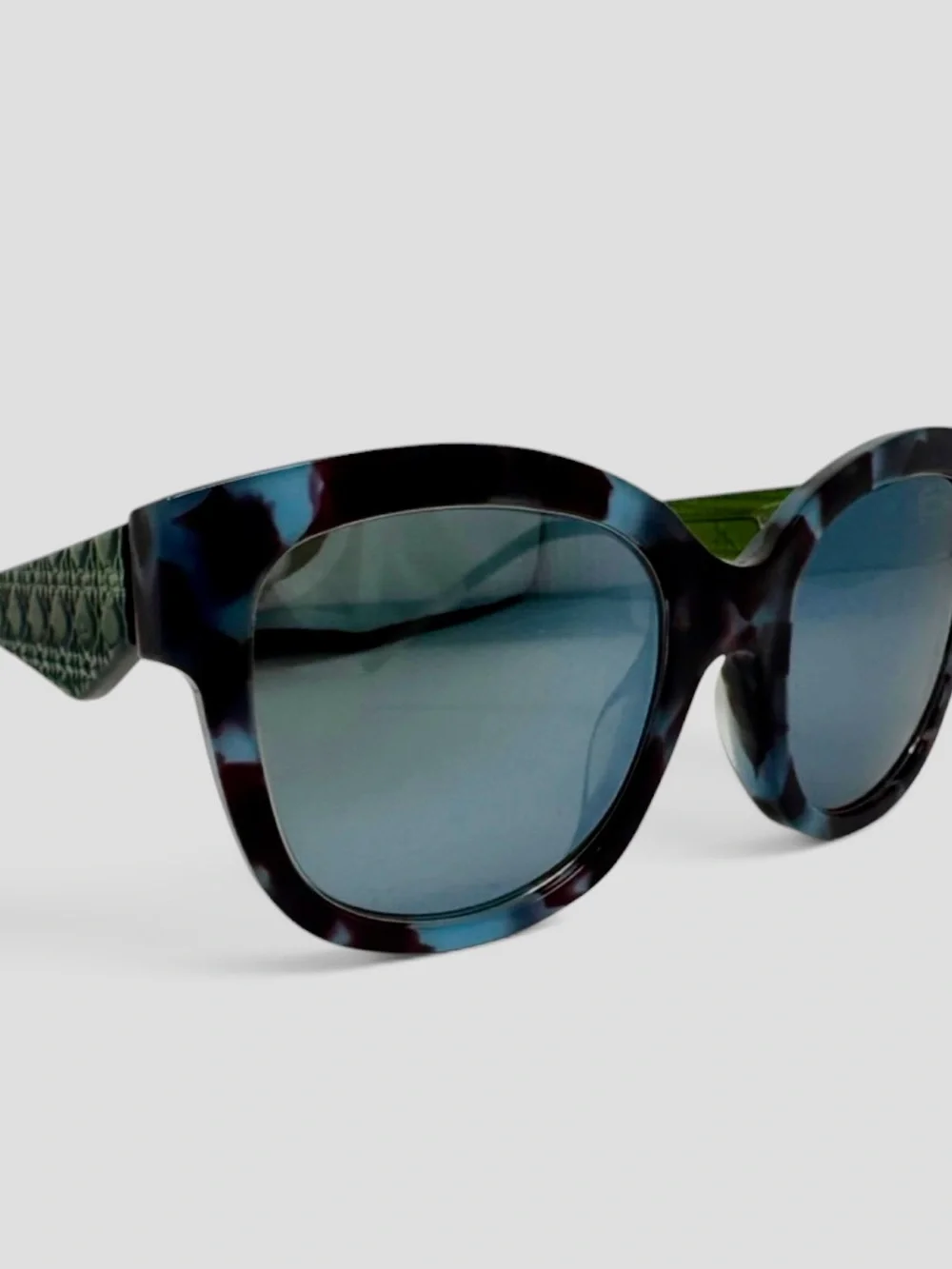 🌈 Christian Dior Blue Tortoiseshell & Green Cannage Sunglasses